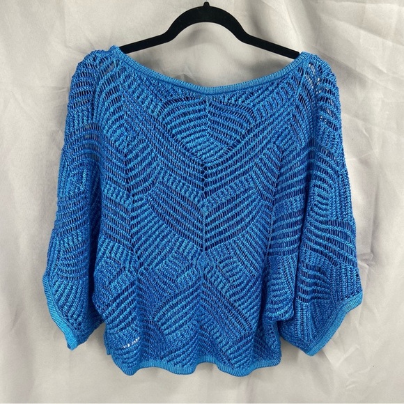 Lauren Ralph Lauren Black Label Oversized Mesh Sweater Bright Blue - Picture 8 of 8
